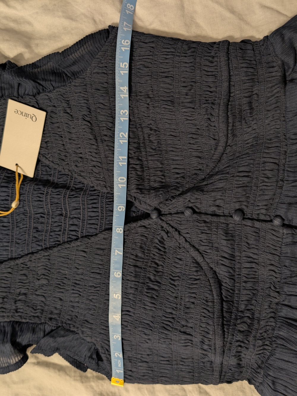 Quince 100% Organic Cotton Tiered Smocked V-neck Maxi Dress Navy Blue Small - Picture 6 of 7